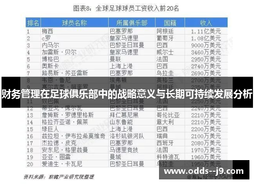财务管理在足球俱乐部中的战略意义与长期可持续发展分析